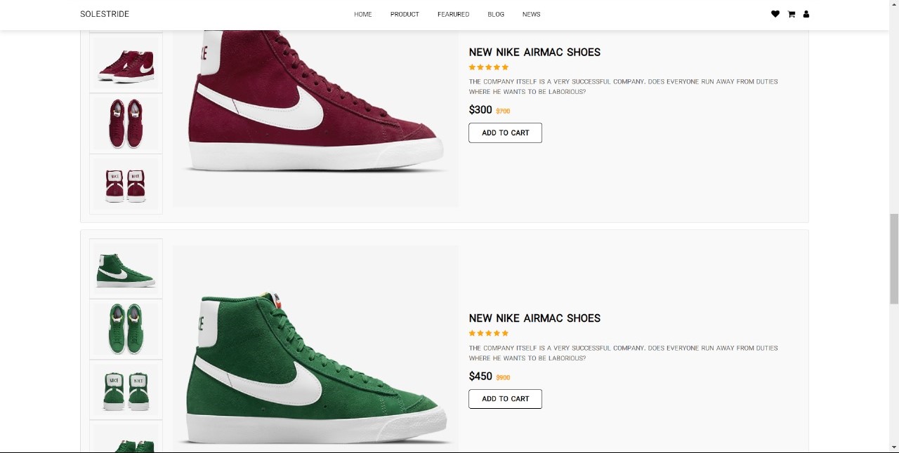 Shoe webstore project
